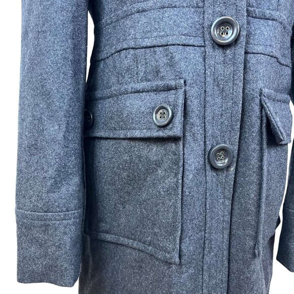 Anthropologie Tulle Women's Charcoal Wool Blend Button Front Coat Sz L - Picture 6 of 10